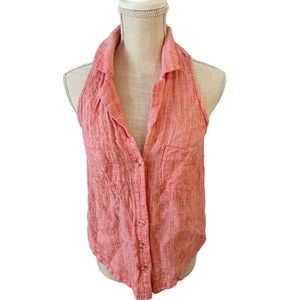 Maeve Anthropologie Felicity Top Women's Linen Blend Sleeveless Salmon Size‎ 10